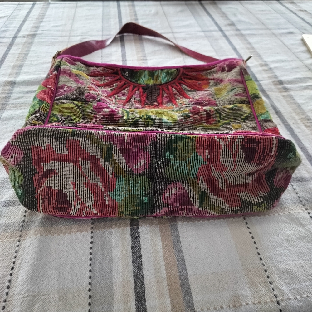 Antiplano Hobo Bag‎ W/Leather Strap Fair Trade Bohemian Floral - Picture 4 of 12